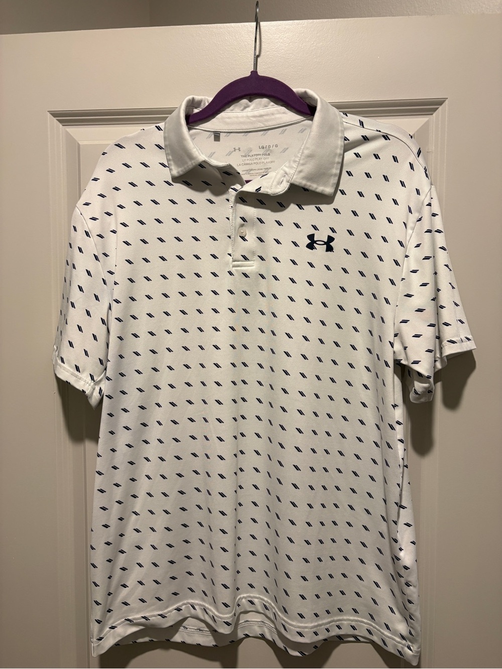 Under Armour White Polo with Navy Micro Logos